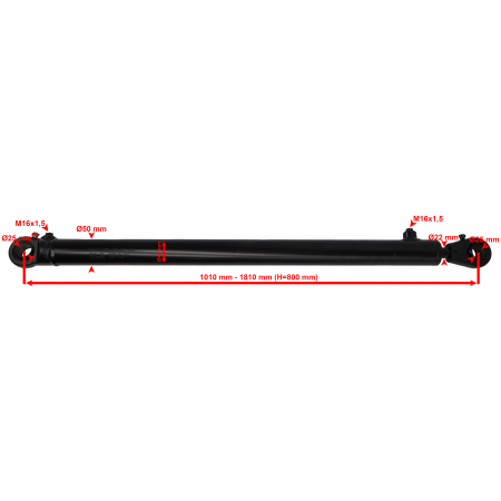 POLSKI SIŁOWNIK HYDRAULICZNY 40x22 SKOK 800 L= 1010mm SKRAW-MET